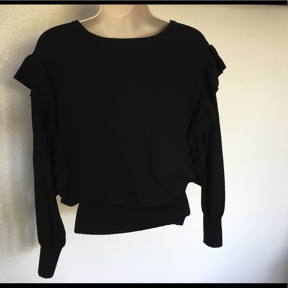 Karen Millen Size S Black Top Wide Sleeves